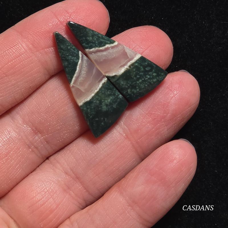 Indonesian Jasp Agate Cabochon Pair