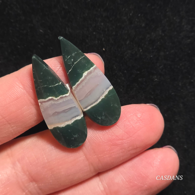 Indonesian Jasp Agate Cabochon Pair