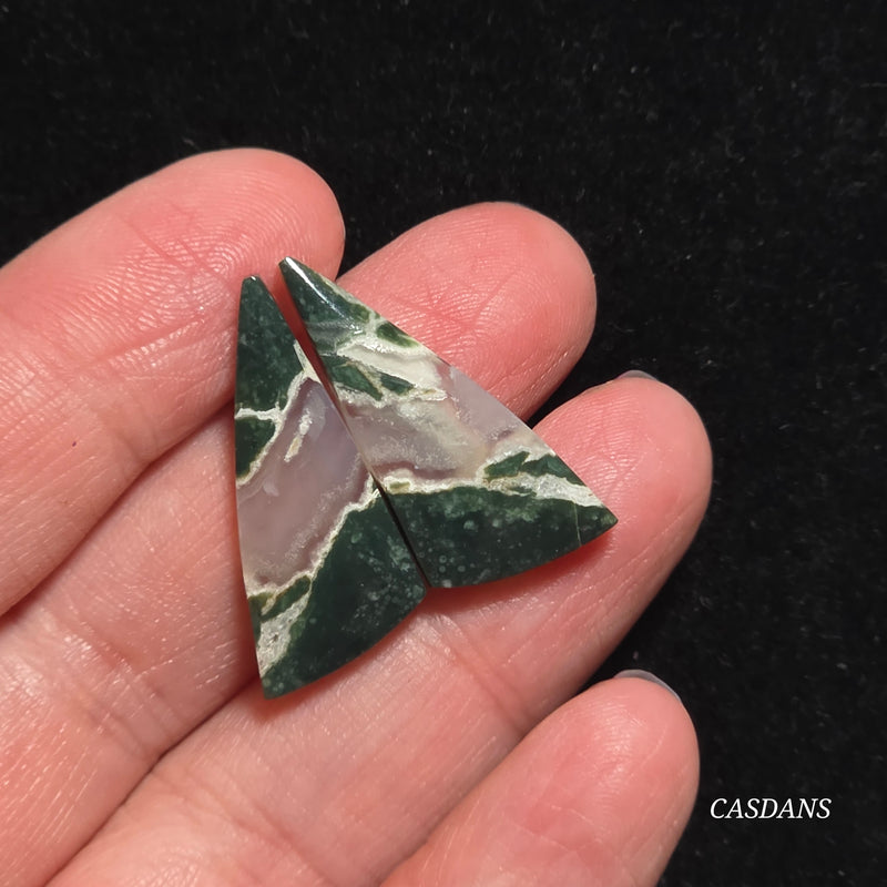 Indonesian Jasp Agate Cabochon Pair