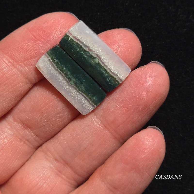 Indonesian Jasp Agate Cabochon Pair