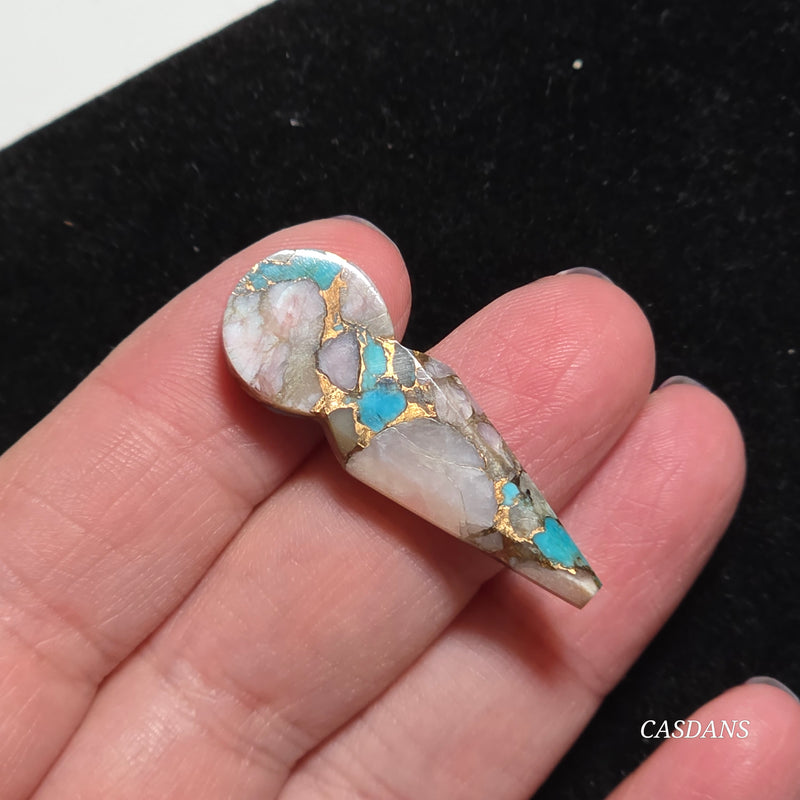 Pink Opal and Kingman Turquoise Composite Cabochon