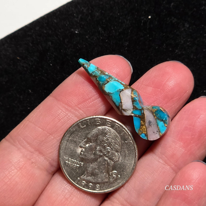 Pink Opal and Kingman Turquoise Composite Cabochon
