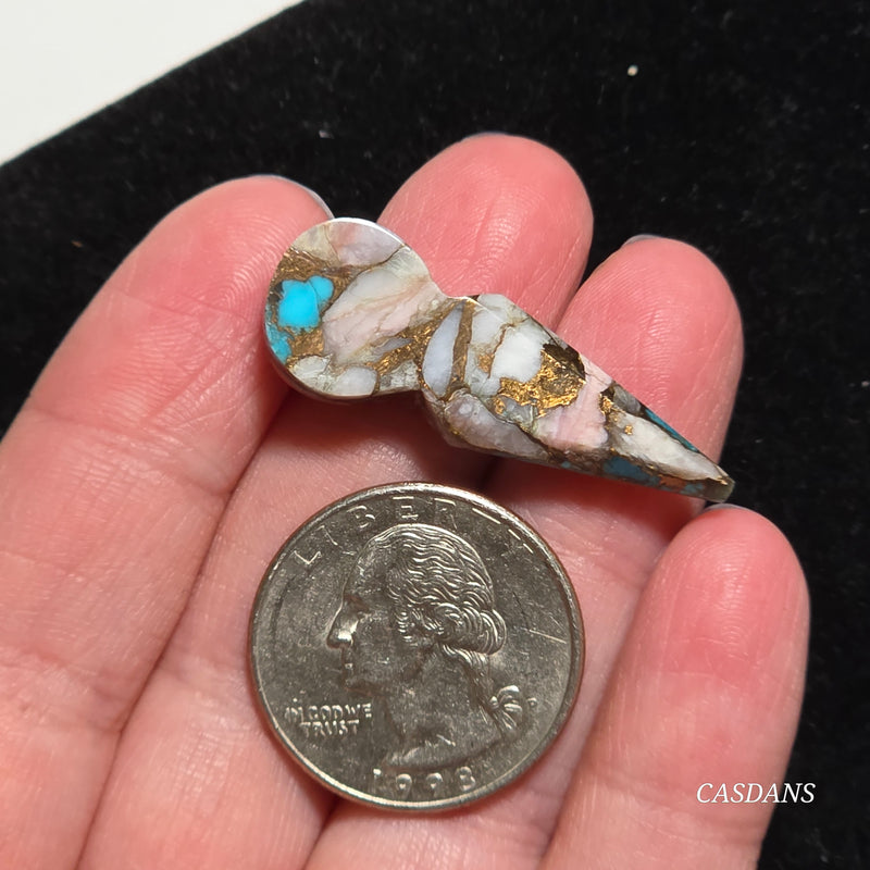 Pink Opal and Kingman Turquoise Composite Cabochon