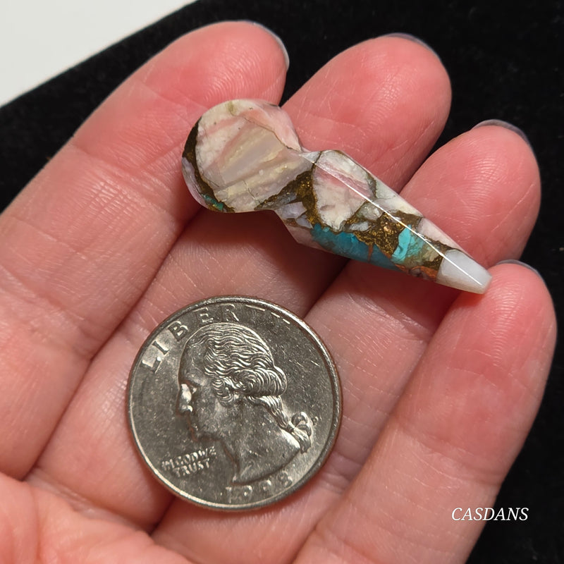 Pink Opal and Kingman Turquoise Composite Cabochon