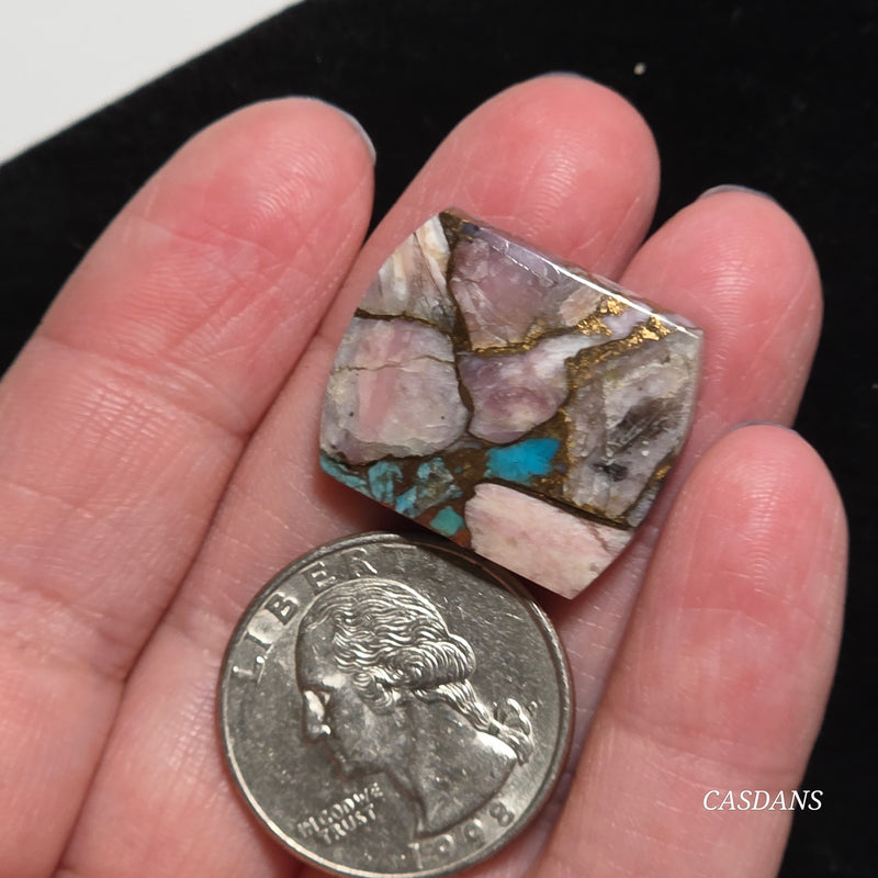Pink Opal and Kingman Turquoise Composite Cabochon