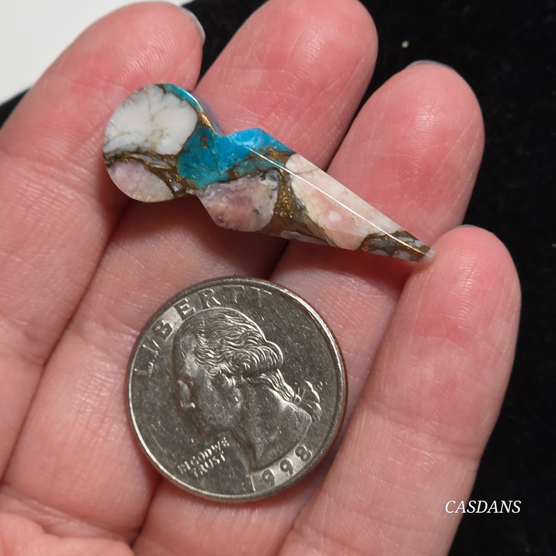 Pink Opal and Kingman Turquoise Composite Cabochon
