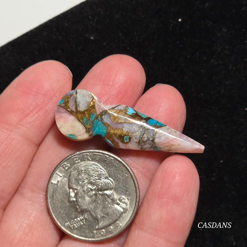 Pink Opal and Kingman Turquoise Composite Cabochon