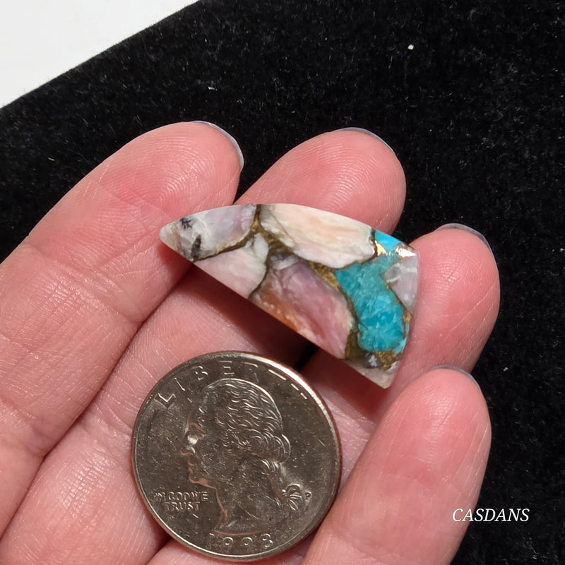 Pink Opal and Kingman Turquoise Composite Cabochon