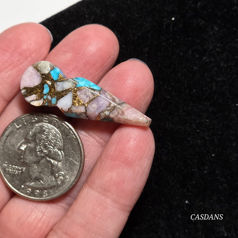 Pink Opal and Kingman Turquoise Composite Cabochon