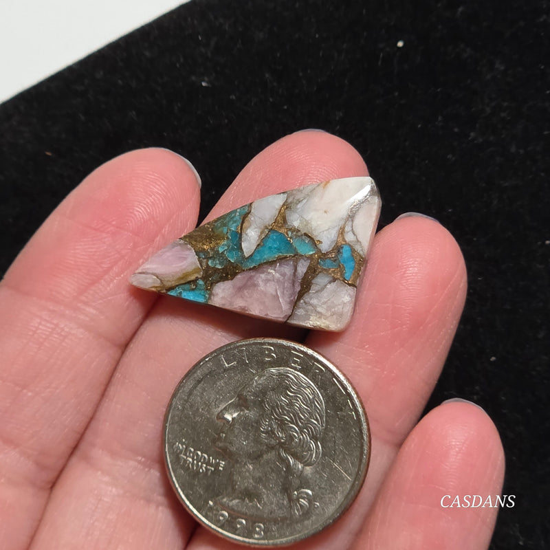 Pink Opal and Kingman Turquoise Composite Cabochon