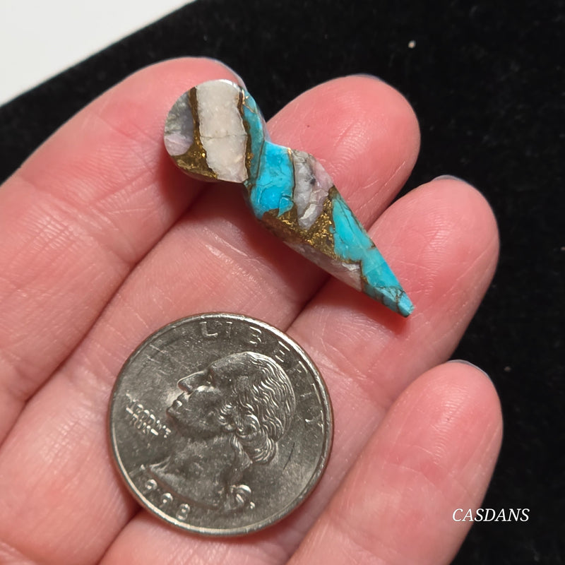 Pink Opal and Kingman Turquoise Composite Cabochon