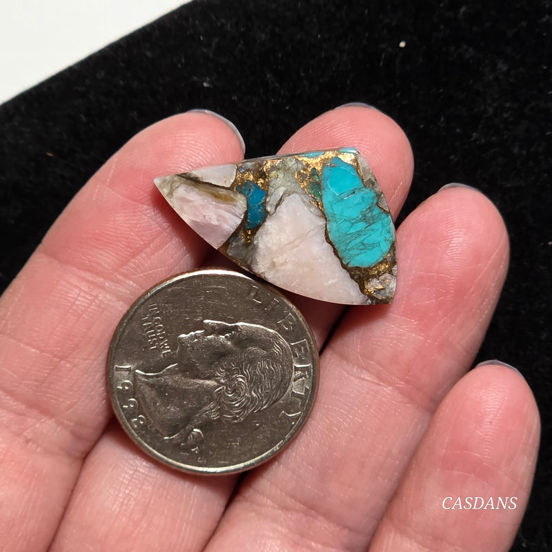 Pink Opal and Kingman Turquoise Composite Cabochon