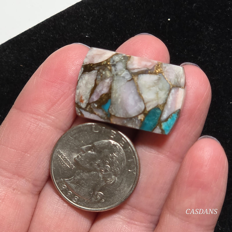 Pink Opal and Kingman Turquoise Composite Cabochon