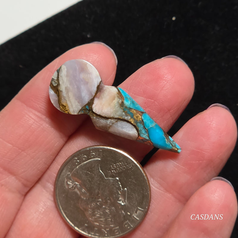 Pink Opal and Kingman Turquoise Composite Cabochon