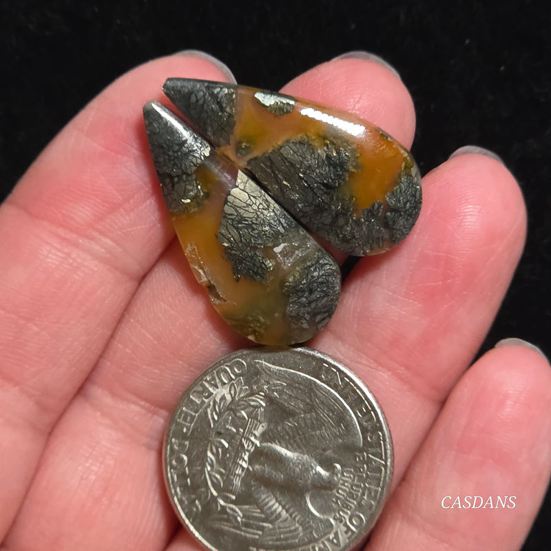 Marcasite Cabochon Pair
