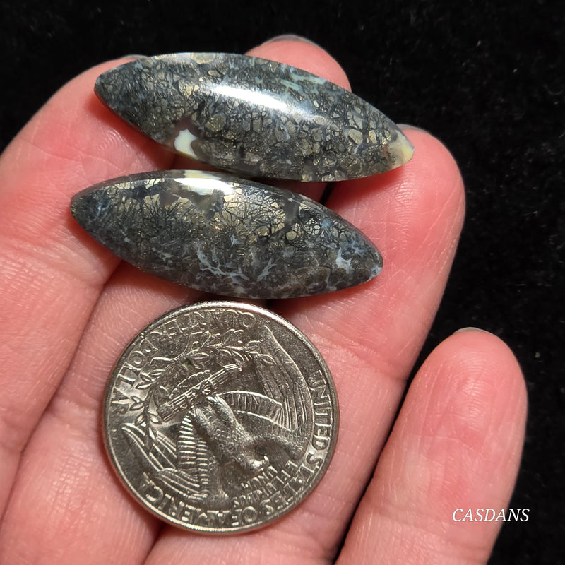 Marcasite Cabochon Pair
