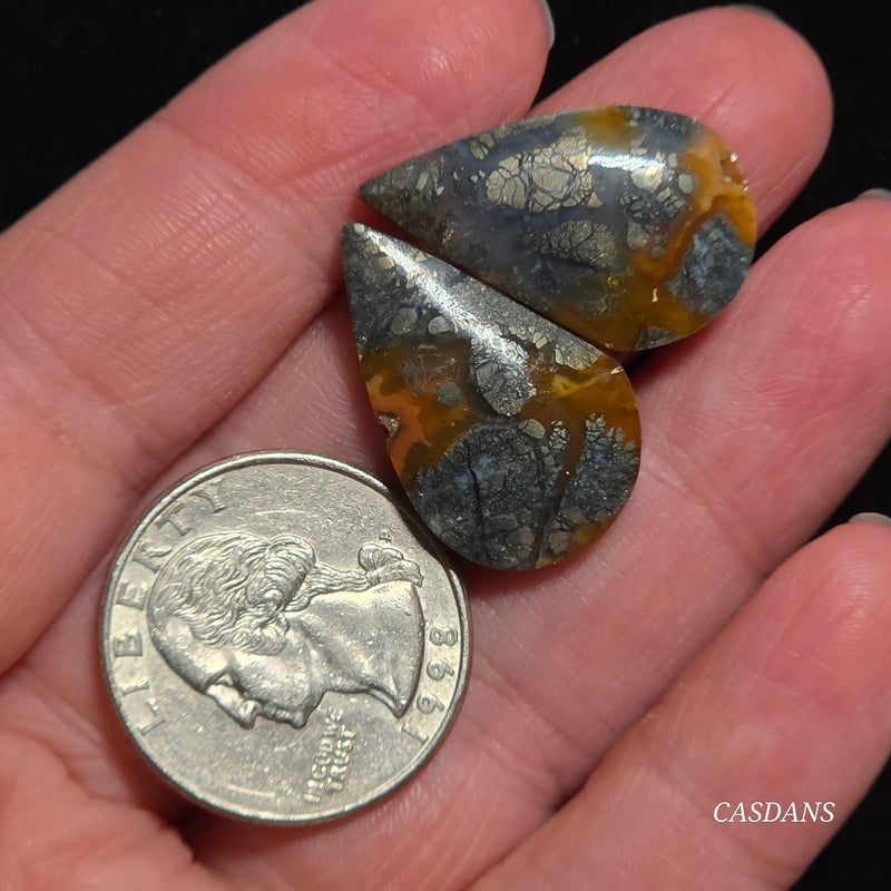 Marcasite Cabochon Pair
