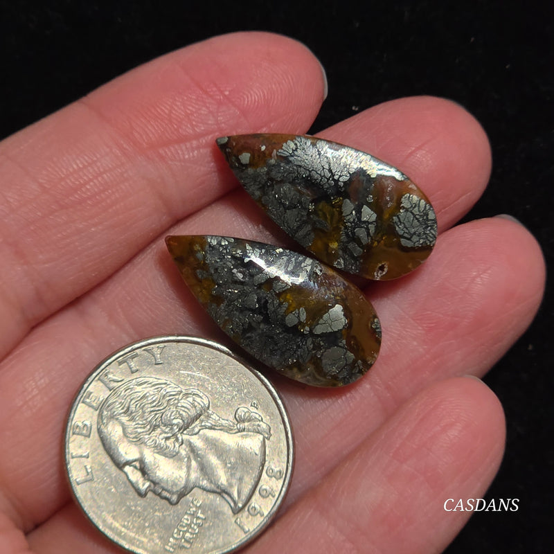 Marcasite Cabochon Pair