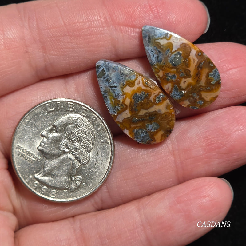 Marcasite Cabochon Pair