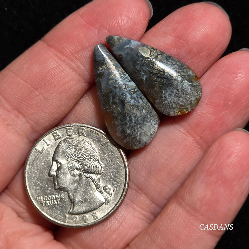 Marcasite Cabochon Pair