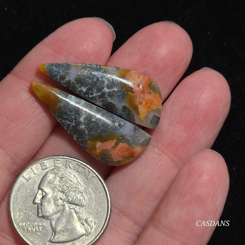 Marcasite Cabochon Pair