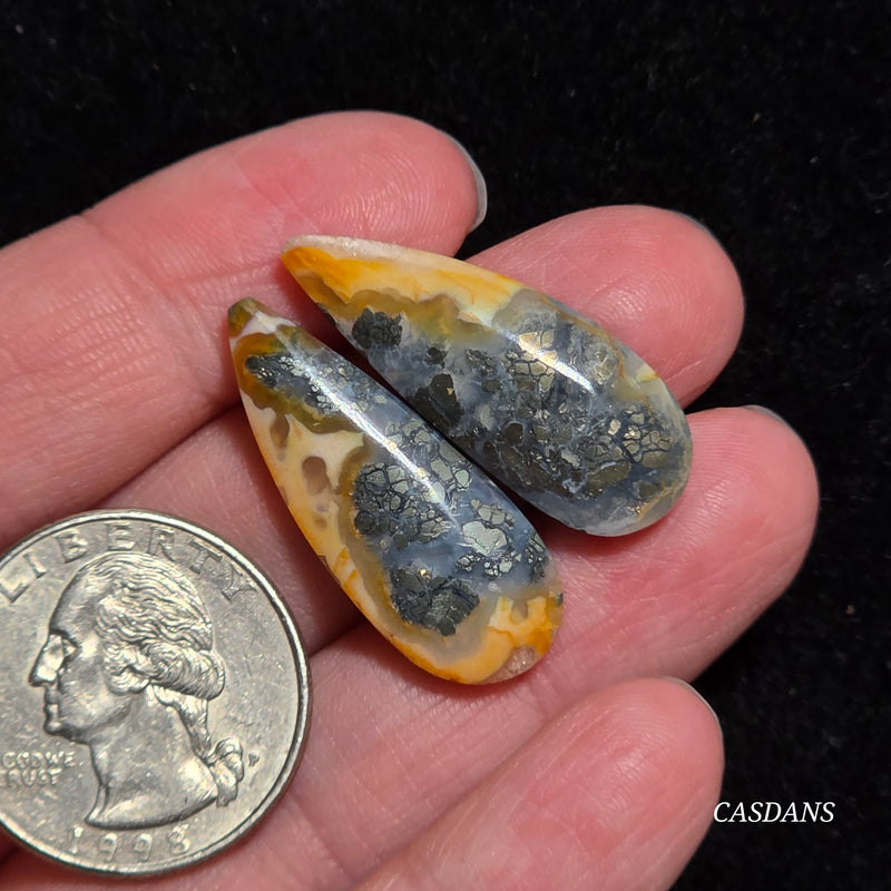 Marcasite Cabochon Pair