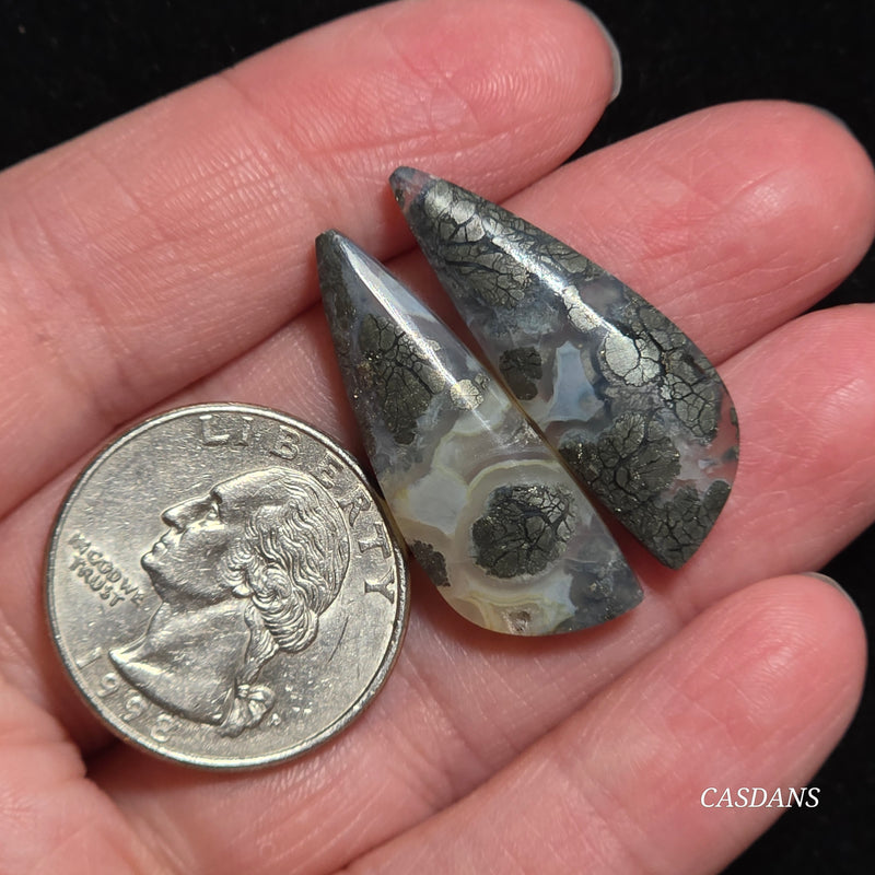 Marcasite Cabochon Pair