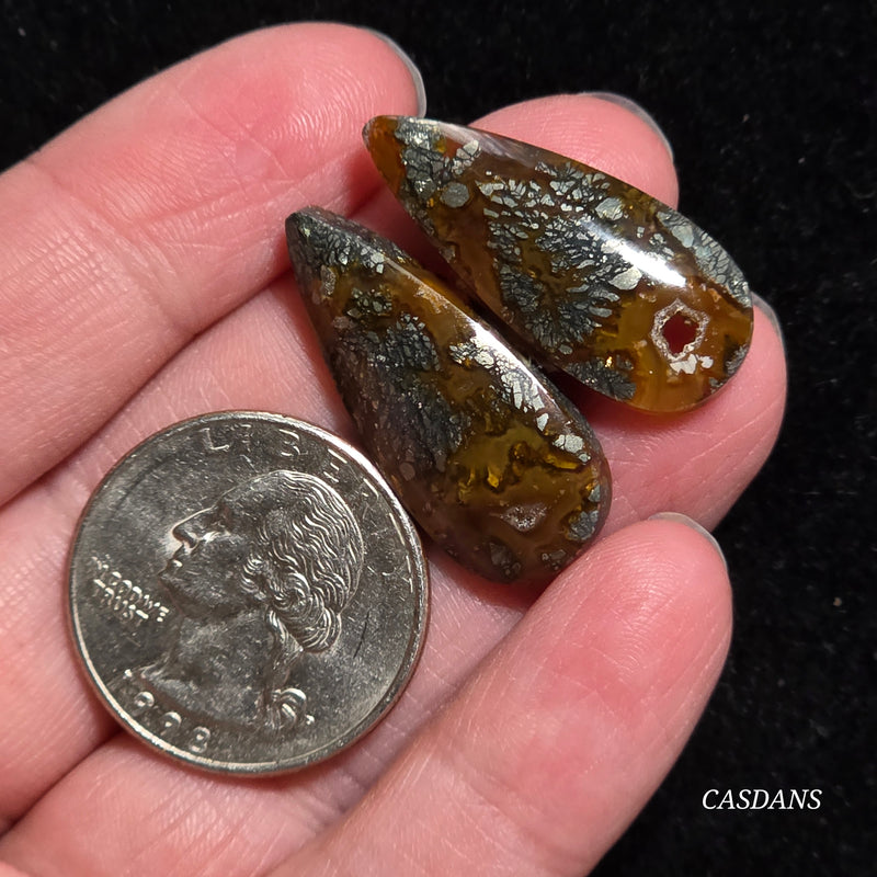 Marcasite Cabochon Pair