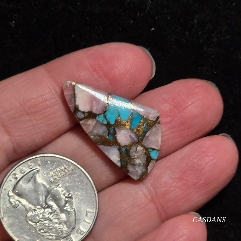 Pink Opal and Kingman Turquoise Composite Cabochon