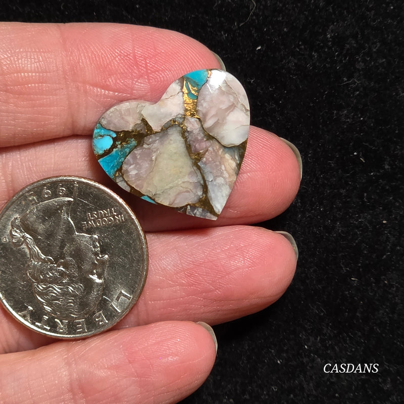 Pink Opal and Kingman Turquoise Composite Cabochon