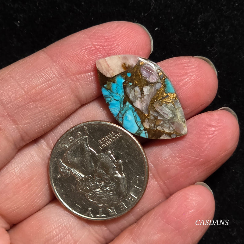 Pink Opal and Kingman Turquoise Composite Cabochon