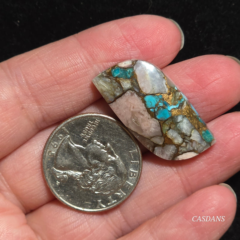 Pink Opal and Kingman Turquoise Composite Cabochon