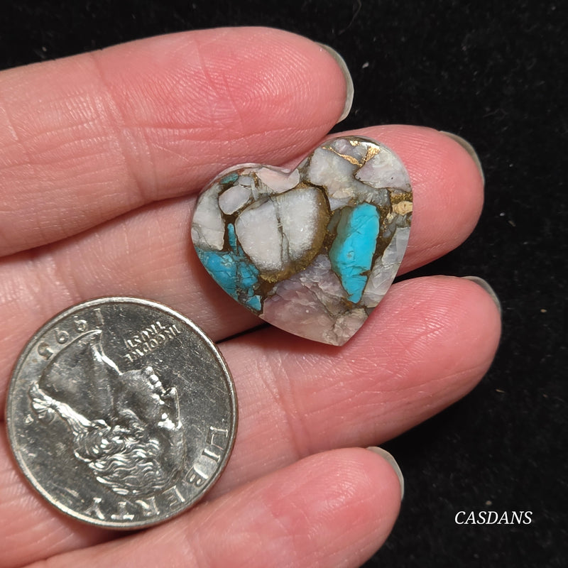 Pink Opal and Kingman Turquoise Composite Cabochon