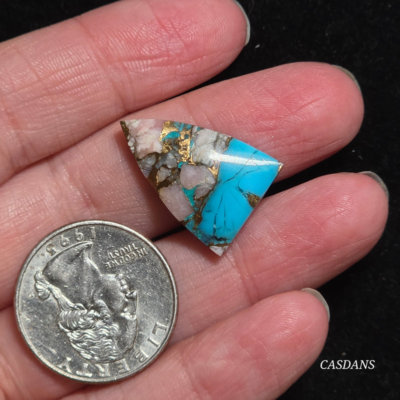 Pink Opal and Kingman Turquoise Composite Cabochon