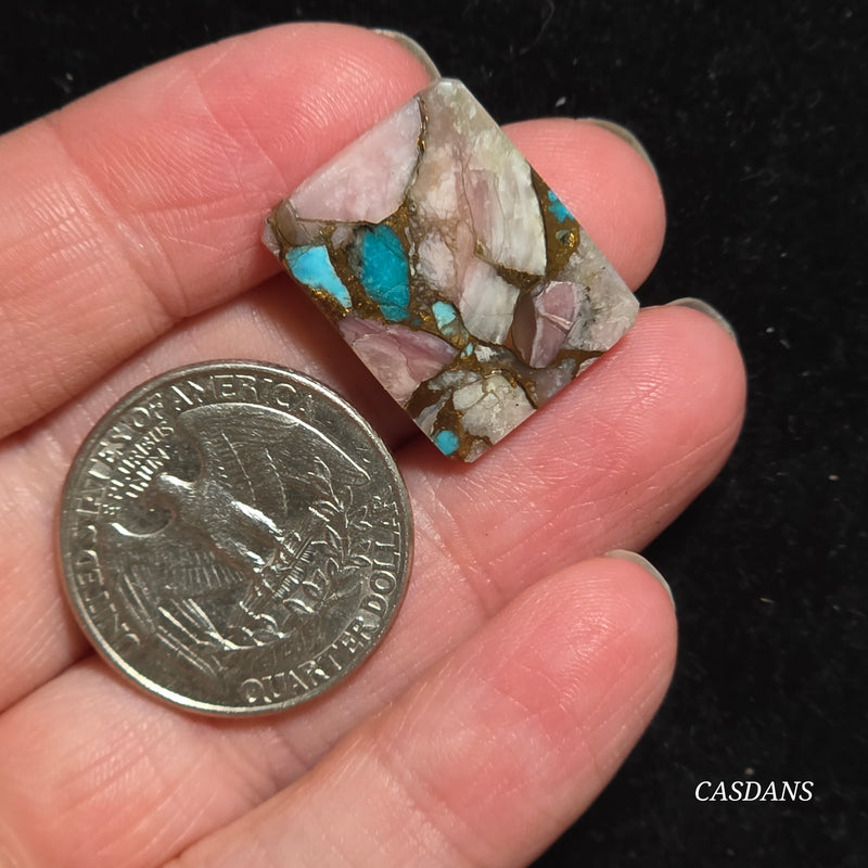 Pink Opal and Kingman Turquoise Composite Cabochon