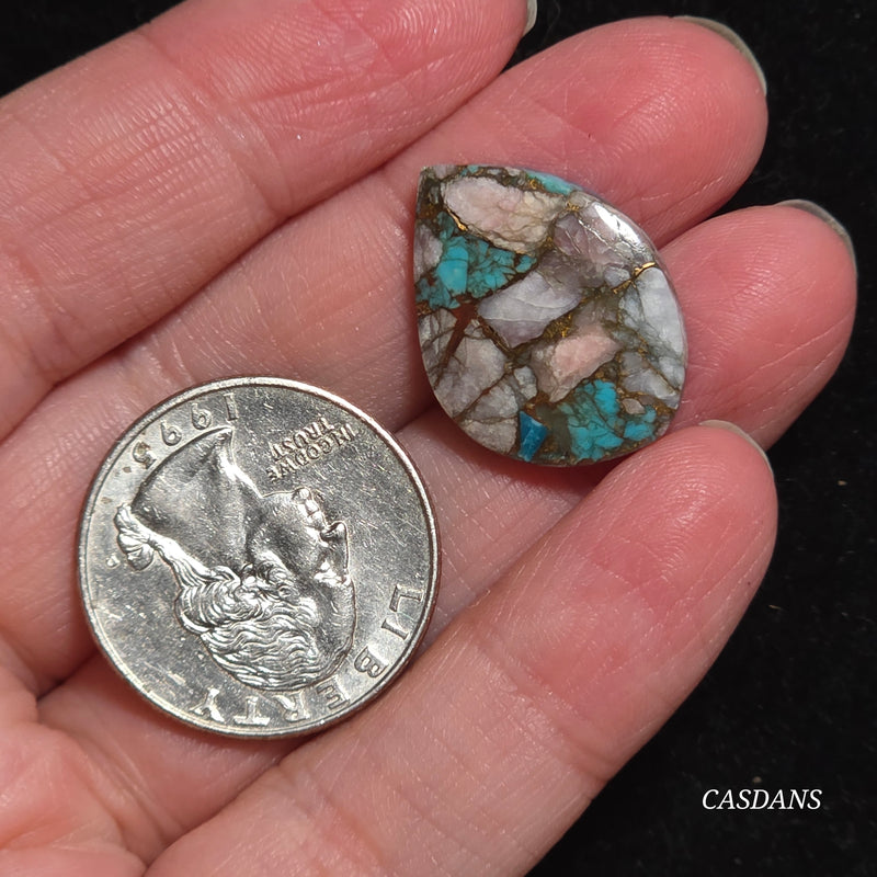 Pink Opal and Kingman Turquoise Composite Cabochon