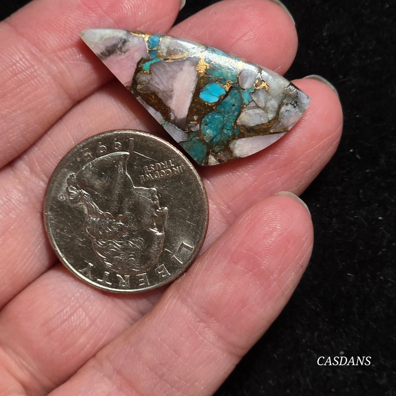 Pink Opal and Kingman Turquoise Composite Cabochon