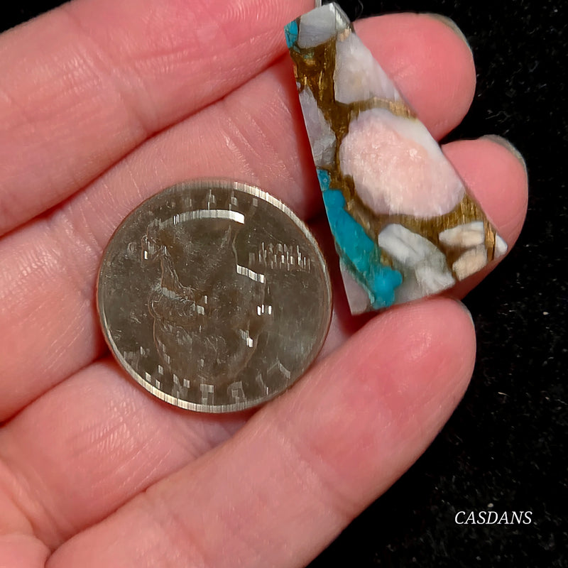 Pink Opal and Kingman Turquoise Composite Cabochon