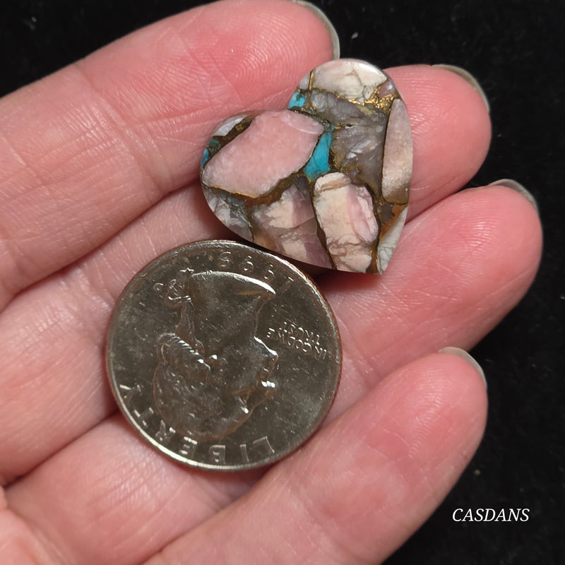 Pink Opal and Kingman Turquoise Composite Cabochon