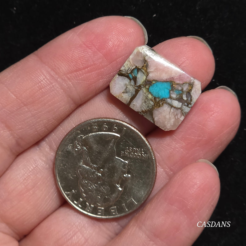 Pink Opal and Kingman Turquoise Composite Cabochon