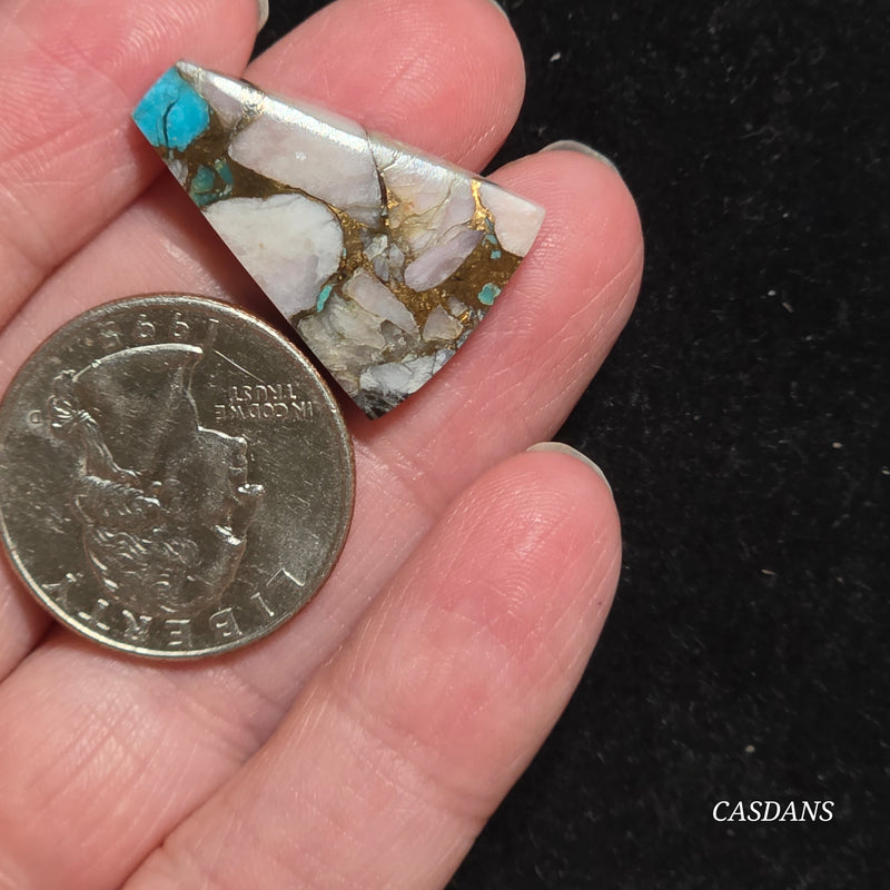 Pink Opal and Kingman Turquoise Composite Cabochon