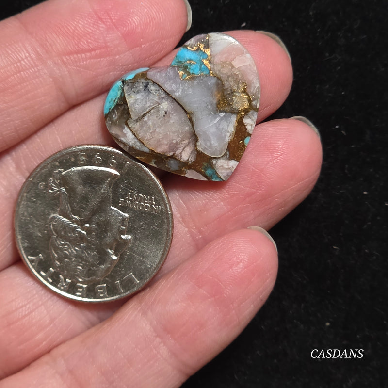 Pink Opal and Kingman Turquoise Composite Cabochon