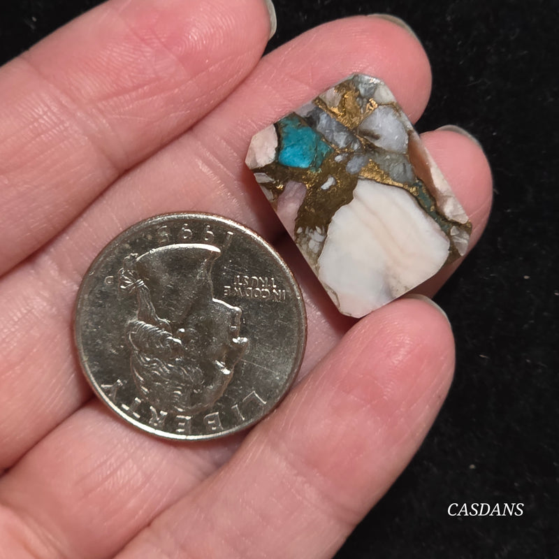 Pink Opal and Kingman Turquoise Composite Cabochon