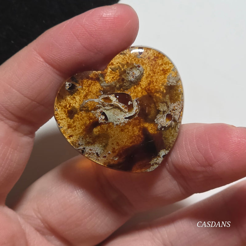 Indonesian Amber Heart Cabochon