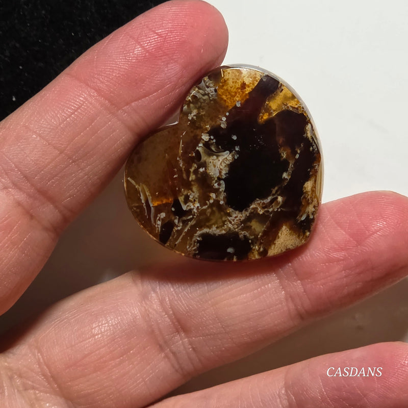 Indonesian Amber Heart Cabochon