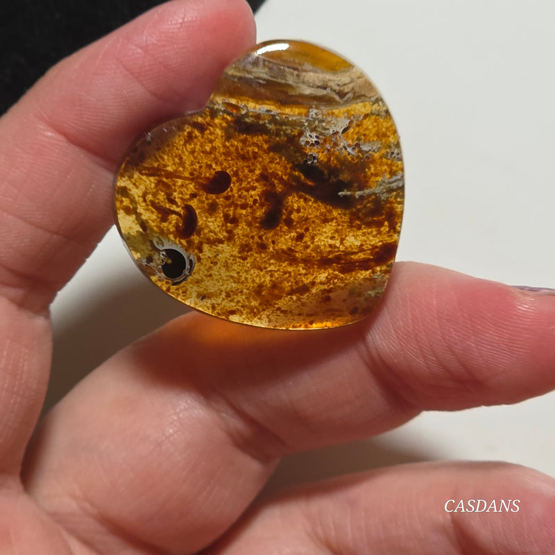 Indonesian Amber Heart Cabochon