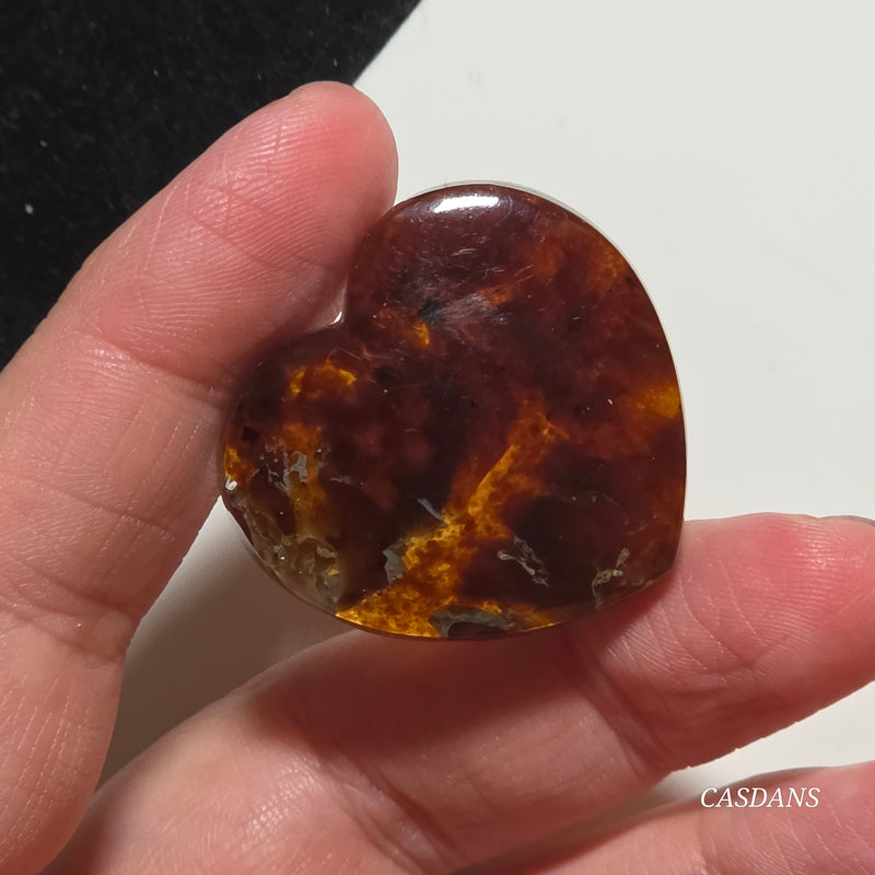 Indonesian Amber Heart Cabochon