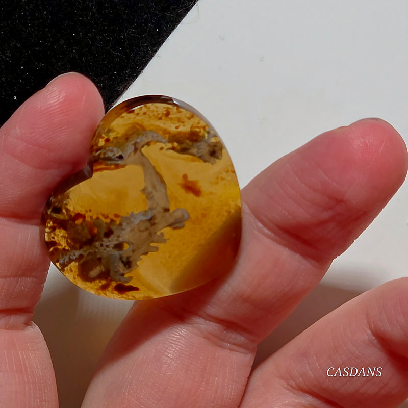 Indonesian Amber Heart Cabochon