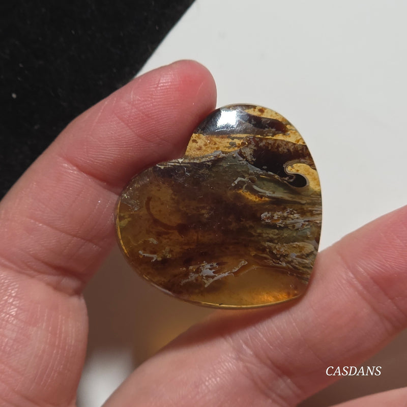 Indonesian Amber Heart Cabochon