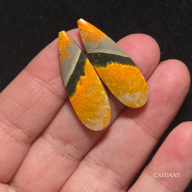 Bumblebee Jasper Cabochon Pair